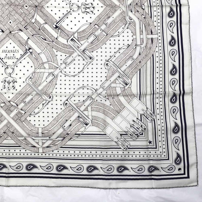Hermes Carre 140 Mors a Jouets Bandana White Shawl Cashmere Silk Scarf — view 6