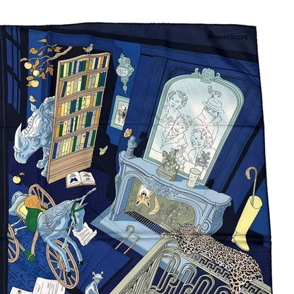 Hermes Carre 90 Mystere AU 24 Address Mystery Scarf Silk Navy — view 4