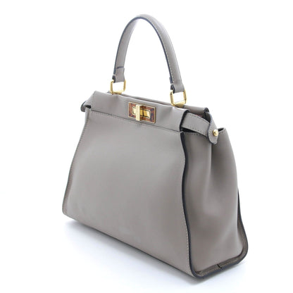 Fendi Regular Peekaboo Greige Leather Handbag — view 2