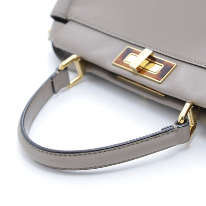 Fendi Regular Peekaboo Greige Leather Handbag — view 6