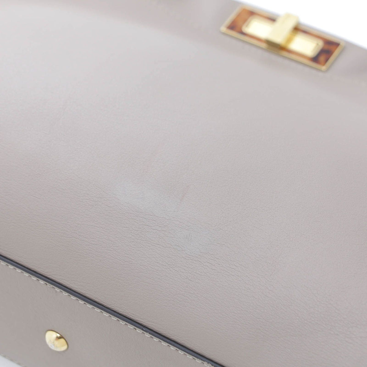Fendi Regular Peekaboo Greige Leather Handbag — view 8