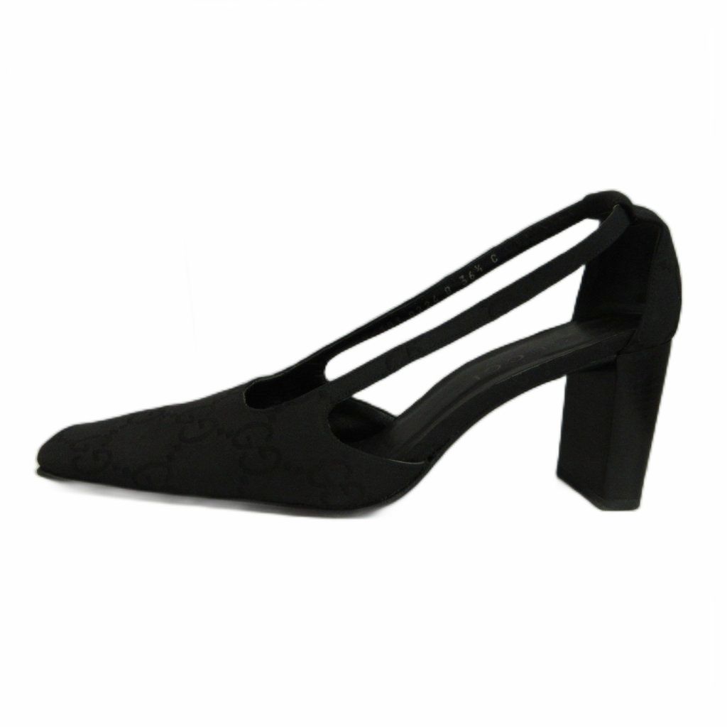 Gucci GG Canvas Square Toe Slingback Pumps Middle Heels All Over Print — view 2