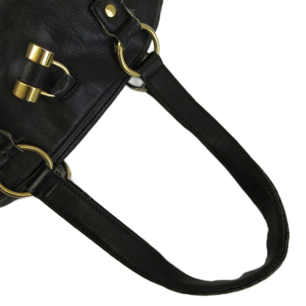 Saint Laurent Muse Handbag Shoulder Leather Dome Shape Gold Logo Black — view 7