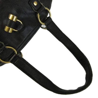 Saint Laurent Muse Handbag Shoulder Leather Dome Shape Gold Logo Black — view 7