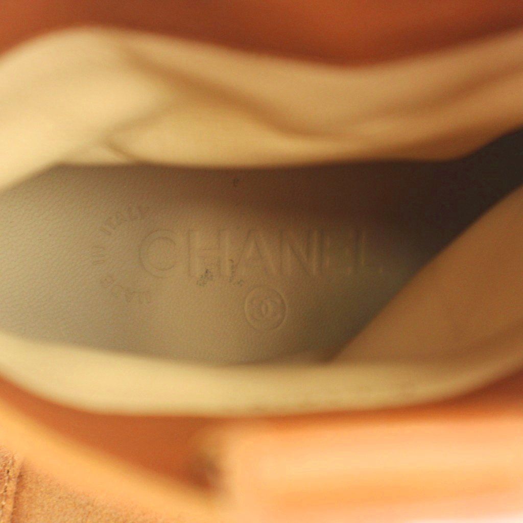 Chanel Short Boots Suede Smooth Square Toe CC Logo Brown — view 5