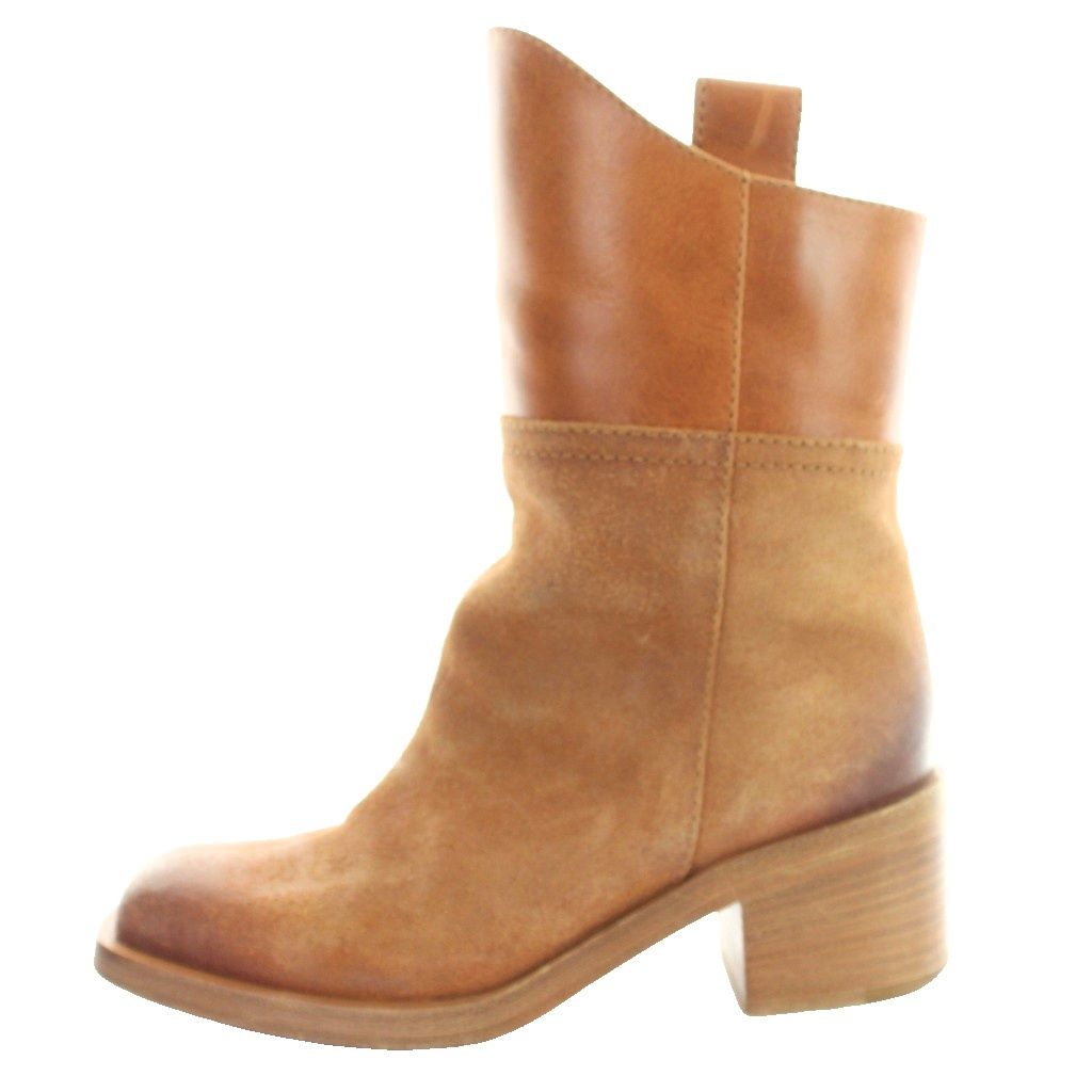Chanel Short Boots Suede Smooth Square Toe CC Logo Brown — view 2