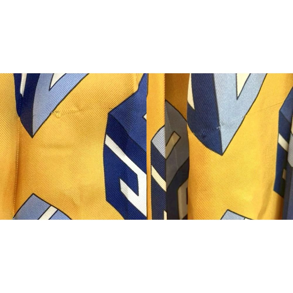 Gucci Pleated Skirt Silk Yellow Cube Logo All Over Print 38 — view 6