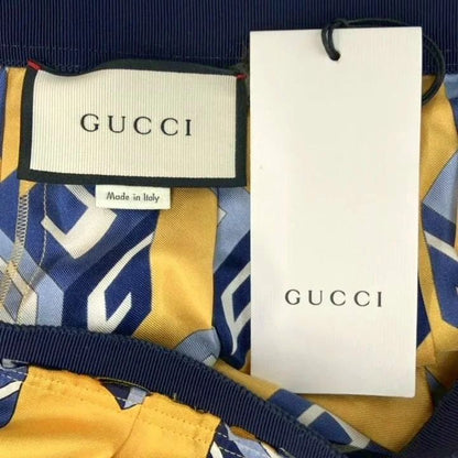 Gucci Pleated Skirt Silk Yellow Cube Logo All Over Print 38 — view 8