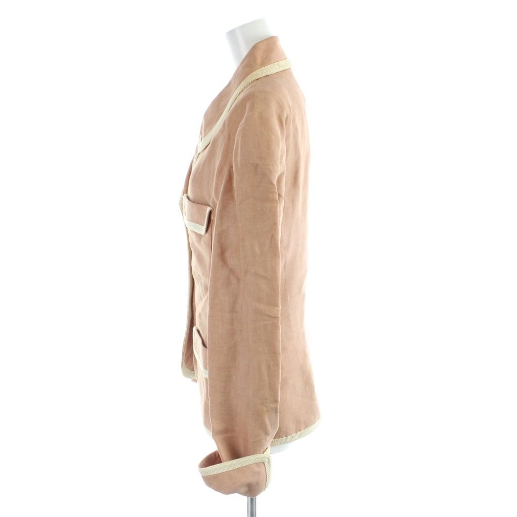 Chanel Vintage Set Blazer Tailored Jacket Trapezoid Skirt Knee-Length Linen CC — view 3