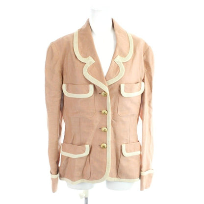 Chanel Vintage Set Blazer Tailored Jacket Trapezoid Skirt Knee-Length Linen CC — view 2