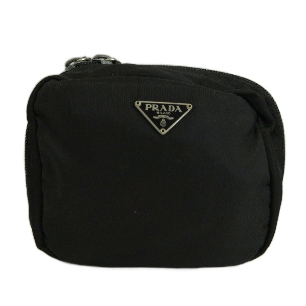 Prada Makeup Pouch Case Nylon Zip Around Black