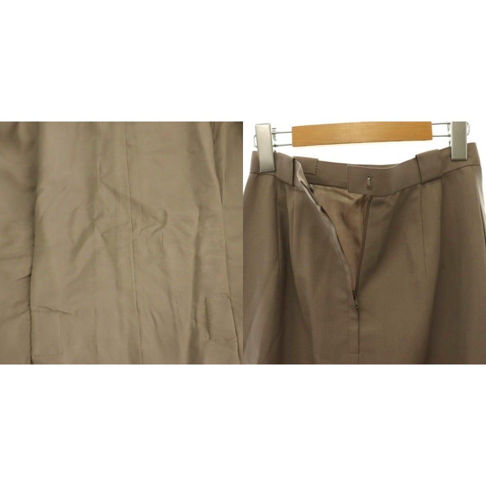 Dior Set Suit Collarless Jacket Pencil Skirt Wool 9 Mochabeige — view 7