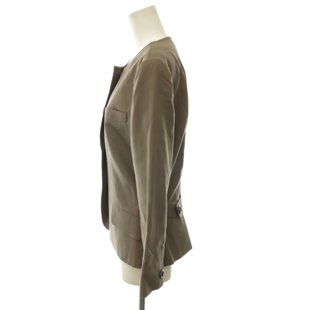 Dior Set Suit Collarless Jacket Pencil Skirt Wool 9 Mochabeige — view 4