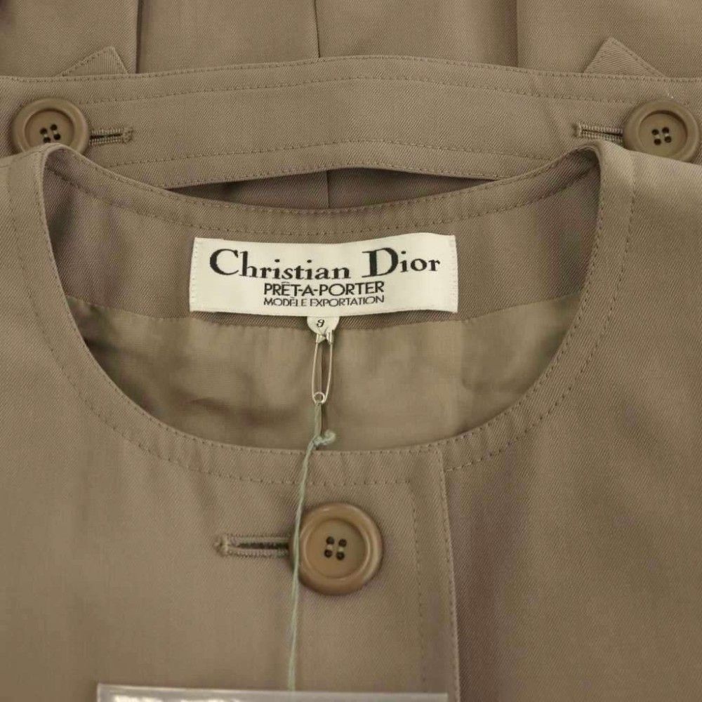 Dior Set Suit Collarless Jacket Pencil Skirt Wool 9 Mochabeige — view 8