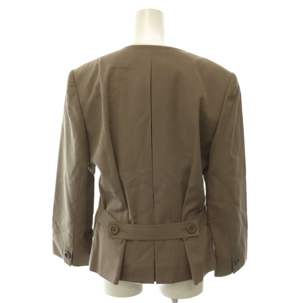 Dior Set Suit Collarless Jacket Pencil Skirt Wool 9 Mochabeige — view 3