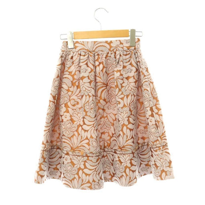 Prada Flare Skirt Mini Floral Jacquard Silk Blend Orange Smoke Pink 36 — view 2