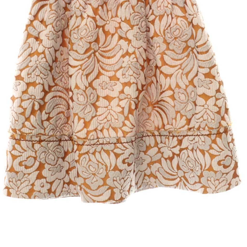 Prada Flare Skirt Mini Floral Jacquard Silk Blend Orange Smoke Pink 36 — view 5