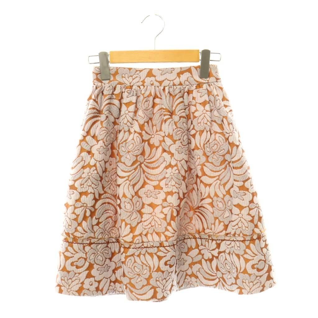 Prada Flare Skirt Mini Floral Jacquard Silk Blend Orange Smoke Pink 36
