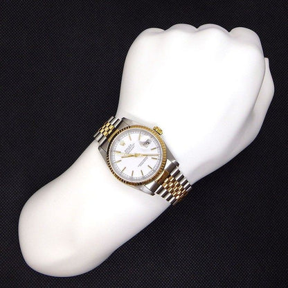 Rolex Watch Datejust White Dial Date 18k Yellow Gold SS Automatic — view 8