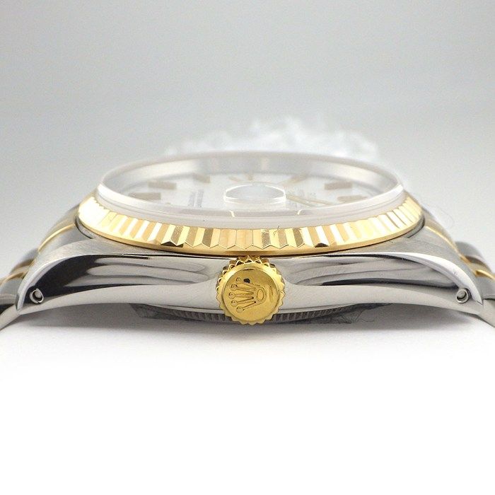 Rolex Watch Datejust White Dial Date 18k Yellow Gold SS Automatic — view 2