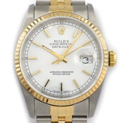 Rolex Watch Datejust White Dial Date 18k Yellow Gold SS Automatic