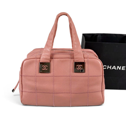 Chanel Choco Bar Bowling Bag Pink Caviar Leather