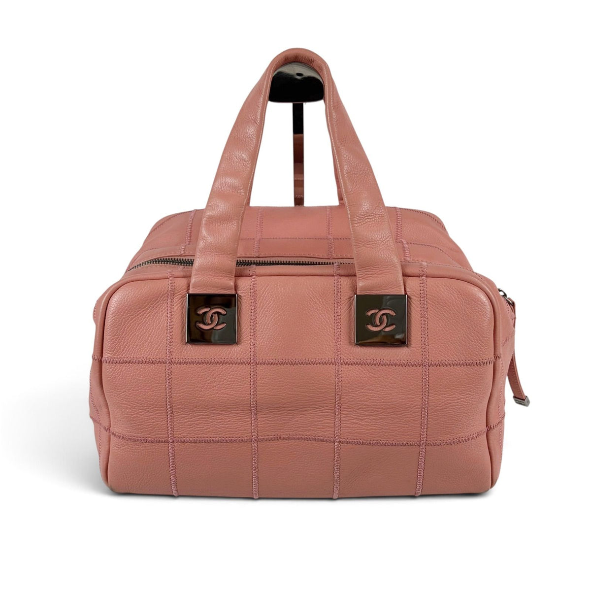 Chanel Choco Bar Bowling Bag Pink Caviar Leather — view 3