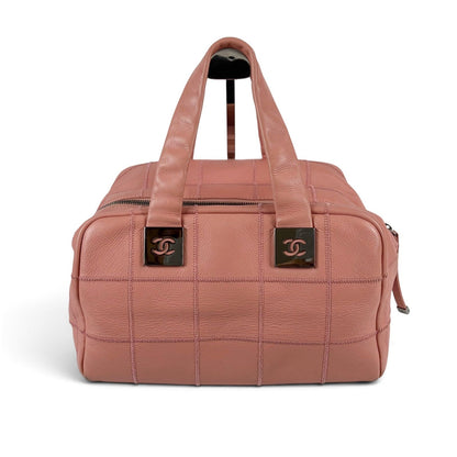 Chanel Choco Bar Bowling Bag Pink Caviar Leather — view 3