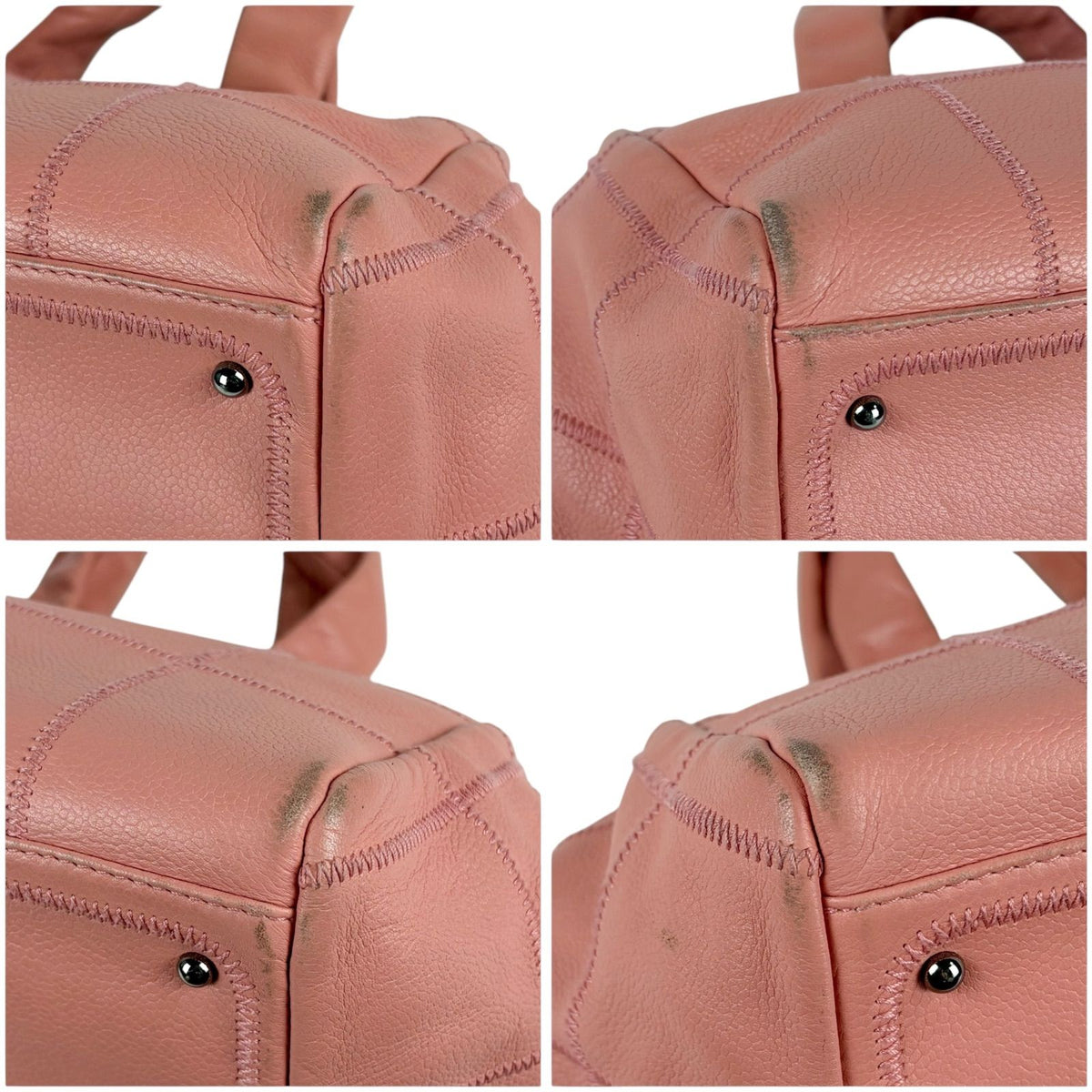 Chanel Choco Bar Bowling Bag Pink Caviar Leather — view 6