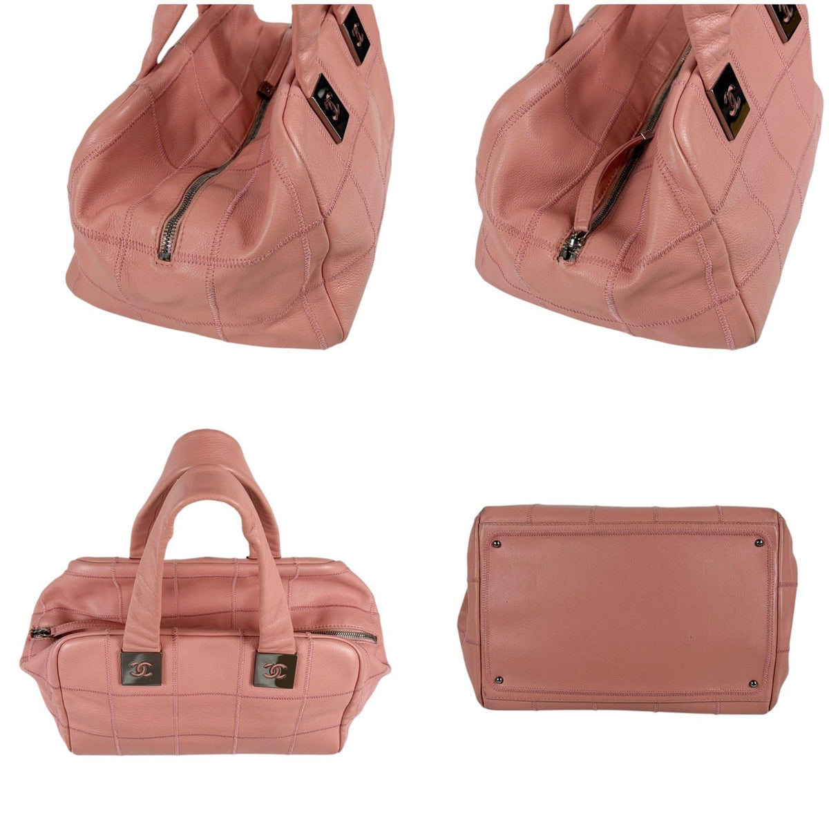 Chanel Choco Bar Bowling Bag Pink Caviar Leather — view 4