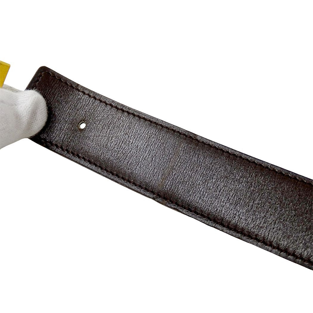 Hermes Belt H Leather Dark Brown Black Gold Reversible — view 8