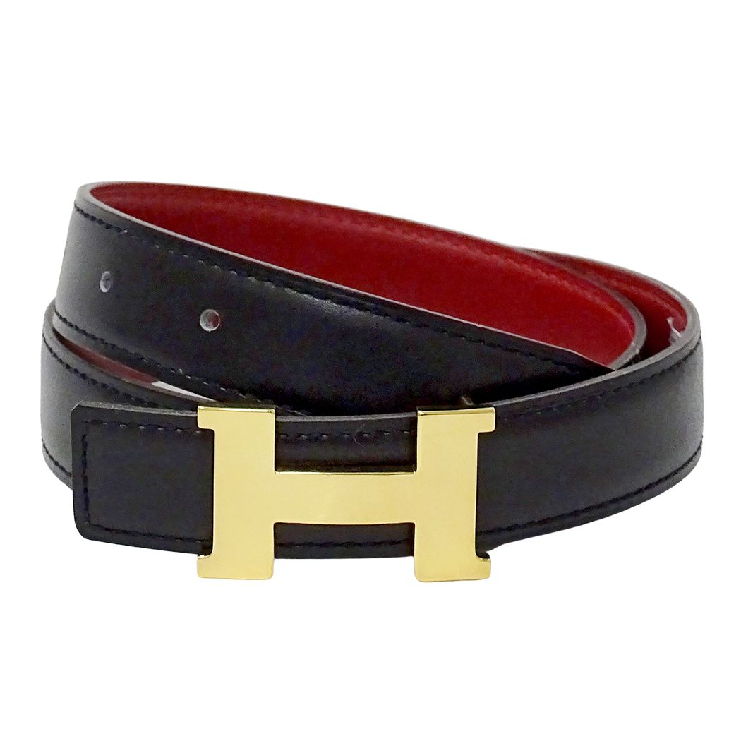 Hermes Belt Mini Constance Leather Black Red Gold 65 Reversible