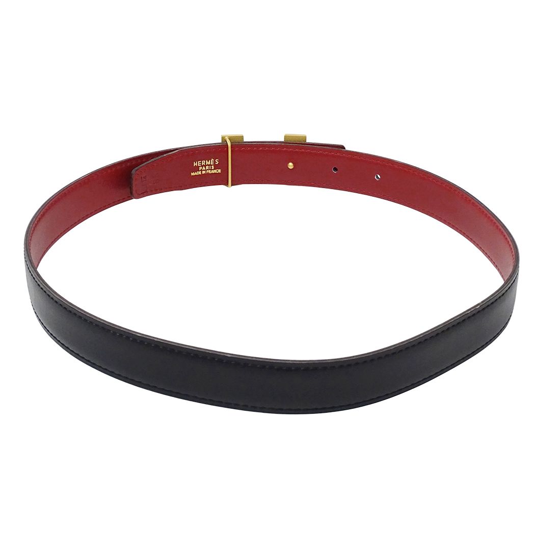 Hermes Belt Mini Constance Leather Black Red Gold 65 Reversible — view 3