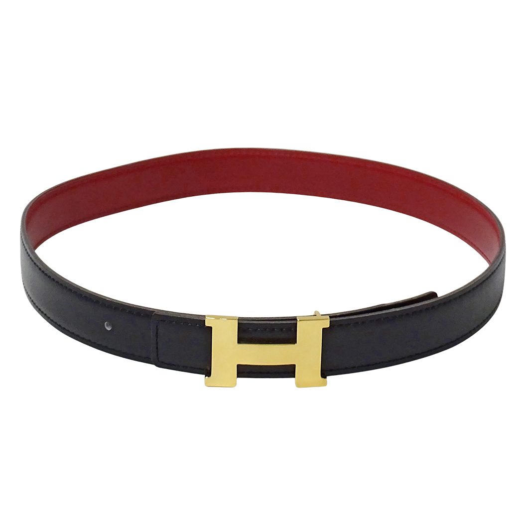 Hermes Belt Mini Constance Leather Black Red Gold 65 Reversible — view 2