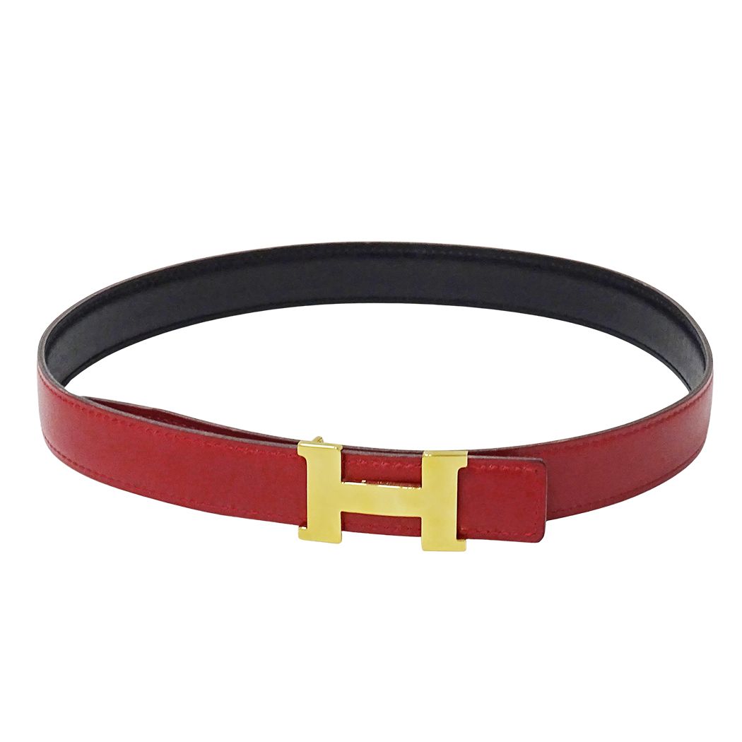 Hermes Belt Mini Constance Leather Black Red Gold 65 Reversible — view 7