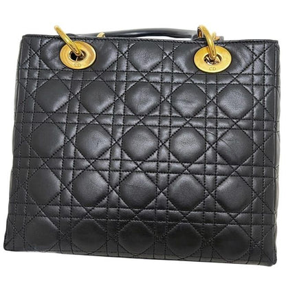 Dior Handbag Lady Medium Cannage Lambskin Black Gold — view 6