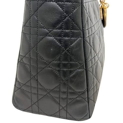 Dior Handbag Lady Medium Cannage Lambskin Black Gold — view 8