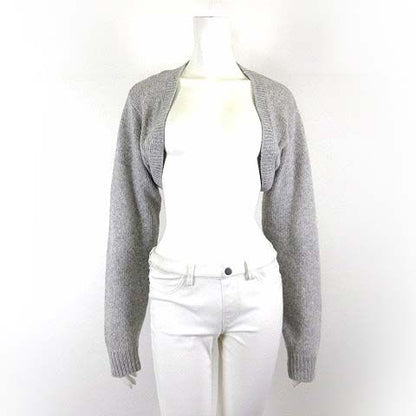 Prada Cashmere Wool Knit Cropped Bolero Cardigan Long Sleeve Triangle Logo L 42 — view 3