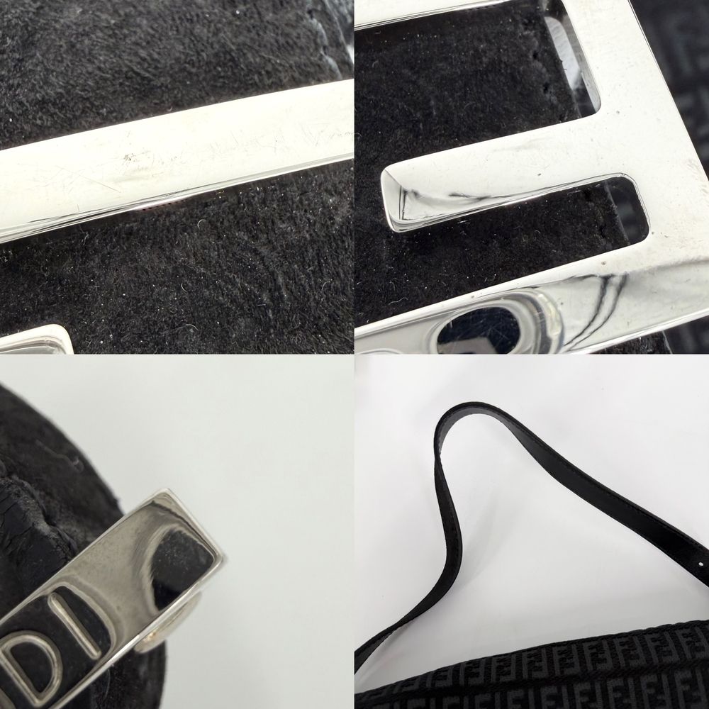 Fendi Zucchino Mamma Bucket Shoulder Bag Leather Velour Black Silver — view 6