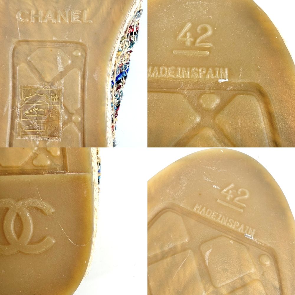 Chanel Sneakers Espadrilles Flat Shoes CC Logo Slip-on Tweed Multicolor Black — view 8