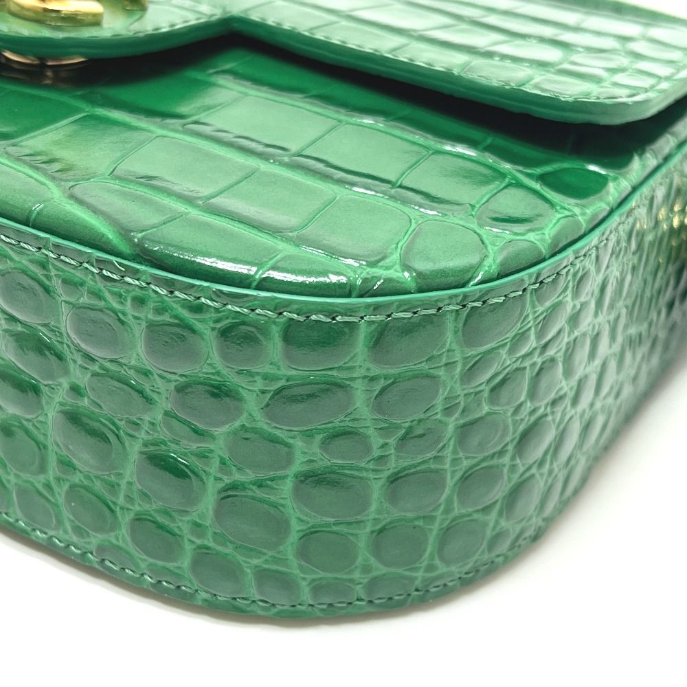 Chanel Shoulder Bag CC Logo Mini Top Handle Flap Metiers D'art Leather Green — view 6