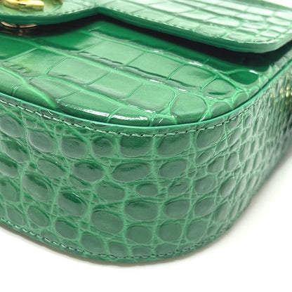 Chanel Shoulder Bag CC Logo Mini Top Handle Flap Metiers D'art Leather Green — view 6