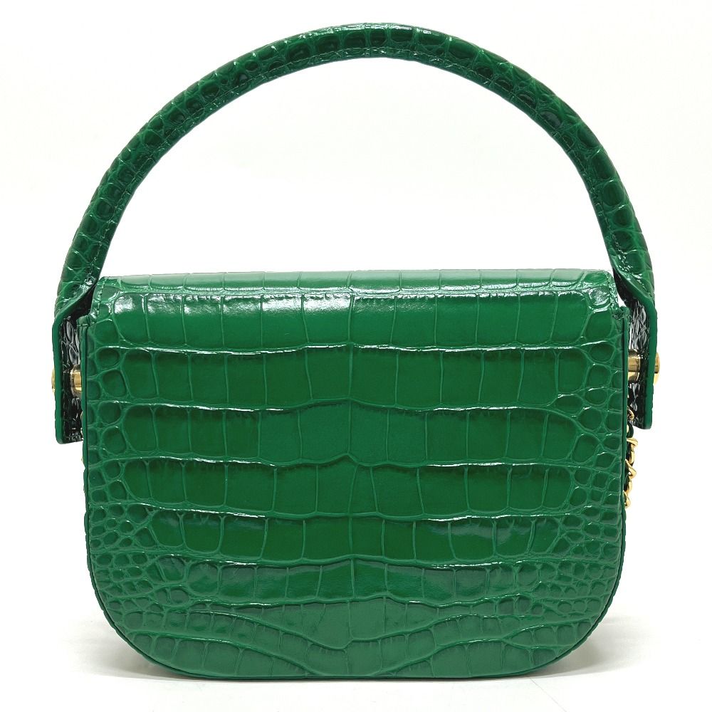 Chanel Shoulder Bag CC Logo Mini Top Handle Flap Metiers D'art Leather Green — view 2