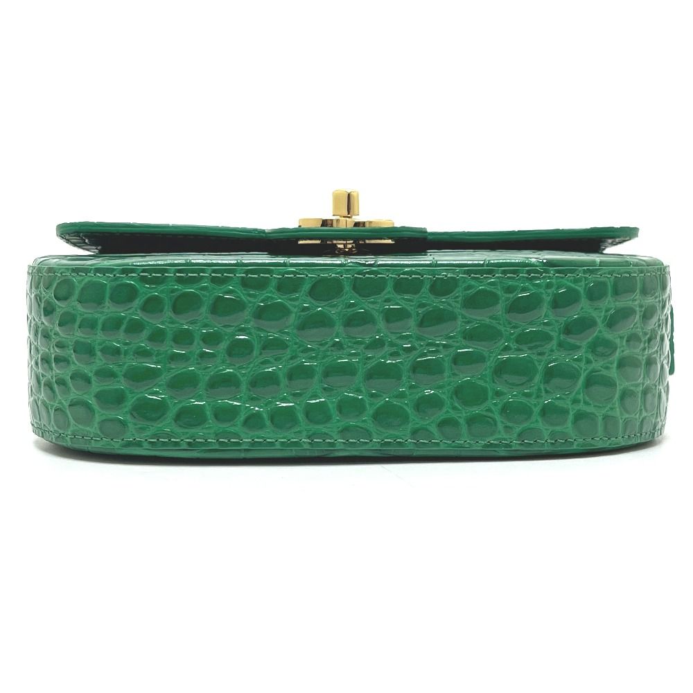 Chanel Shoulder Bag CC Logo Mini Top Handle Flap Metiers D'art Leather Green — view 5