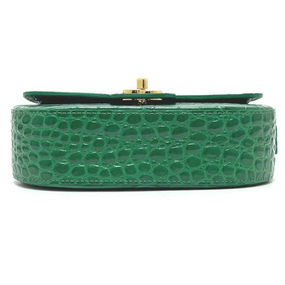 Chanel Shoulder Bag CC Logo Mini Top Handle Flap Metiers D'art Leather Green — view 5