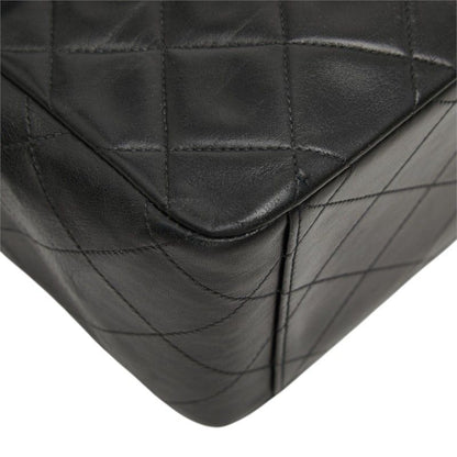 Chanel CC Logo Quilted Chain Shoulder Bag Black Lambskin — view 6