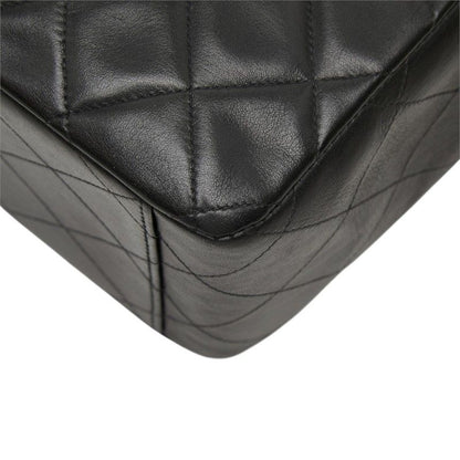 Chanel CC Logo Quilted Chain Shoulder Bag Black Lambskin — view 7