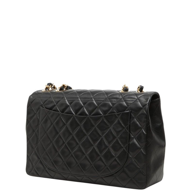 Chanel CC Logo Quilted Chain Shoulder Bag Black Lambskin — view 2