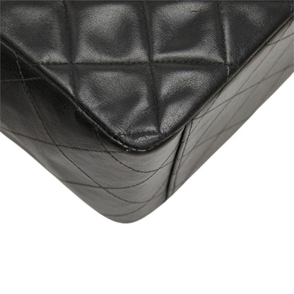 Chanel CC Logo Quilted Chain Shoulder Bag Black Lambskin — view 4