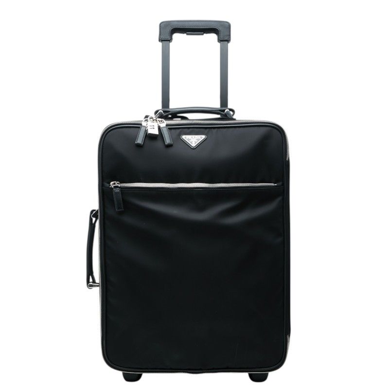 Prada Suitcase Travel Bag Black Nylon Leather
